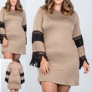 Boho contrast crochet mini dress